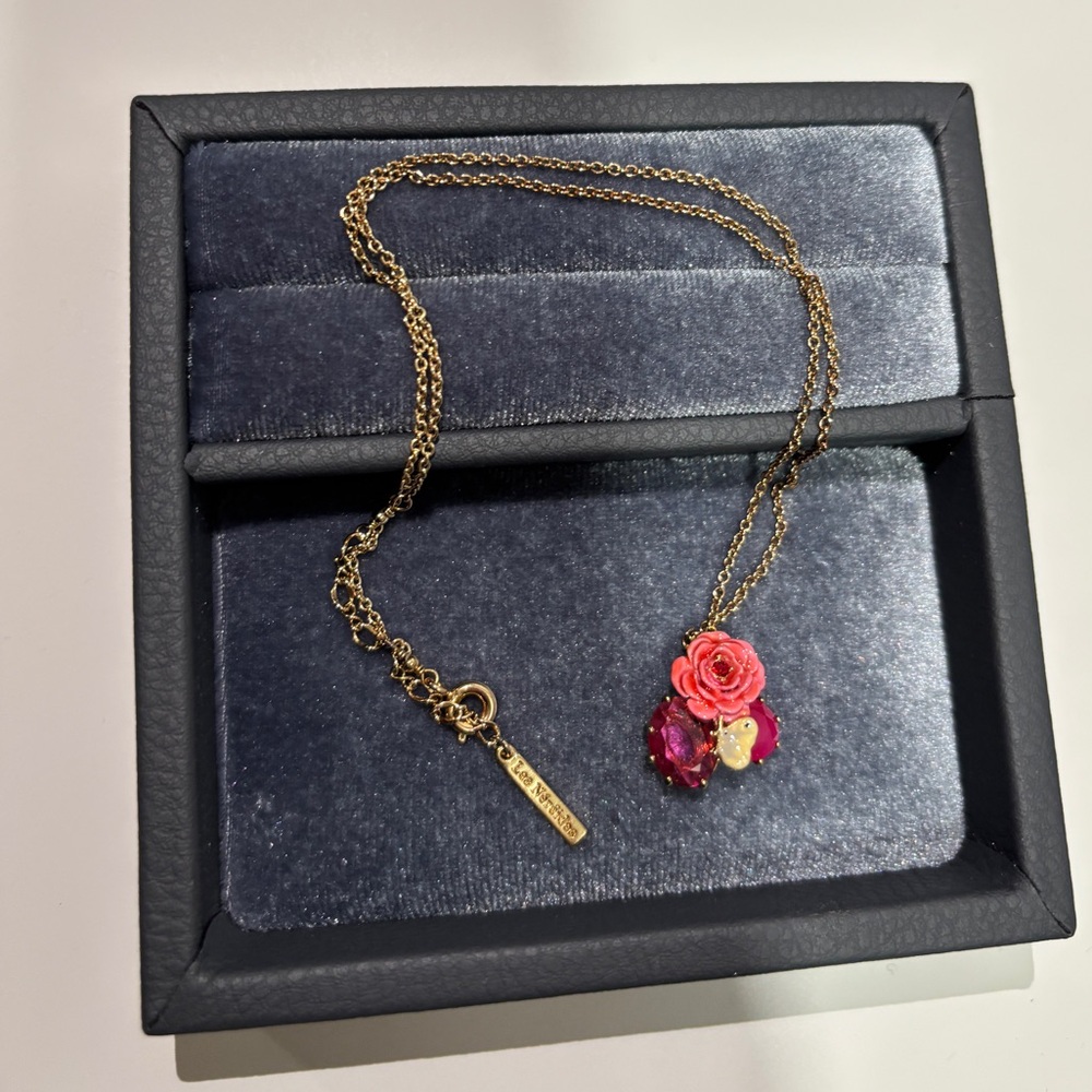 Les Nereides Pink Rose Necklace France Xmas Thanksgiving gift